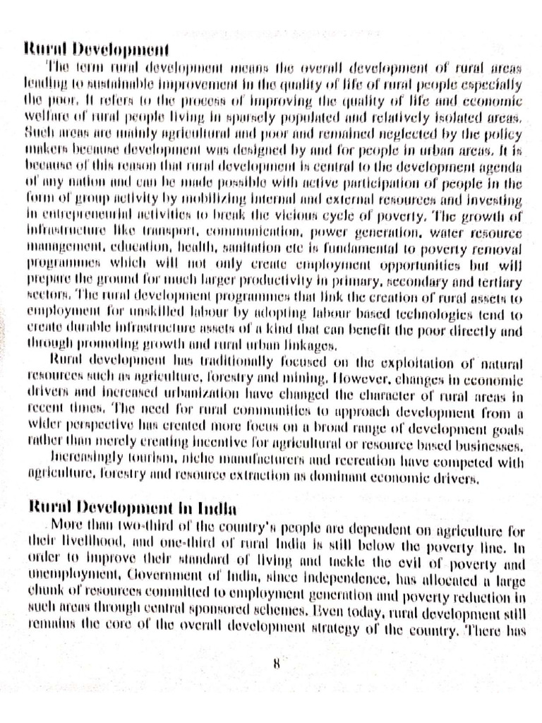 Rural Development Sem-1 - Compressed | PDF
