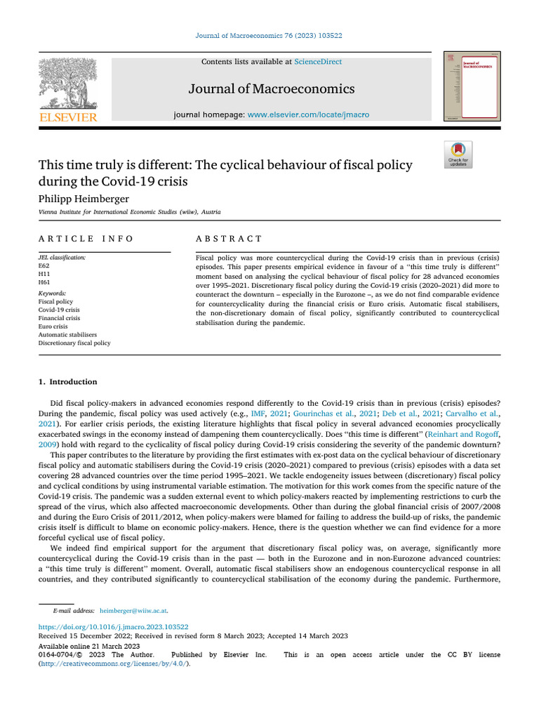 Covid-19's Impact on Fiscal Policy Cyclicality | PDF | Deficit Spending ...