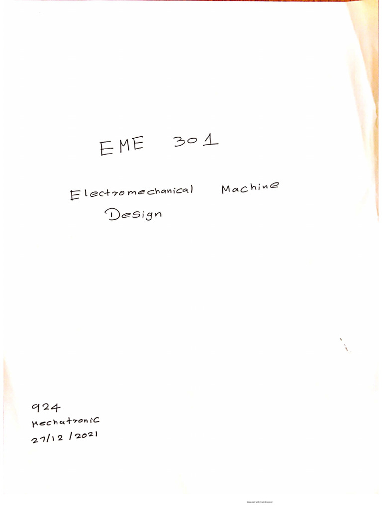 EME 301 Electromechanical Machine Design 924 | PDF