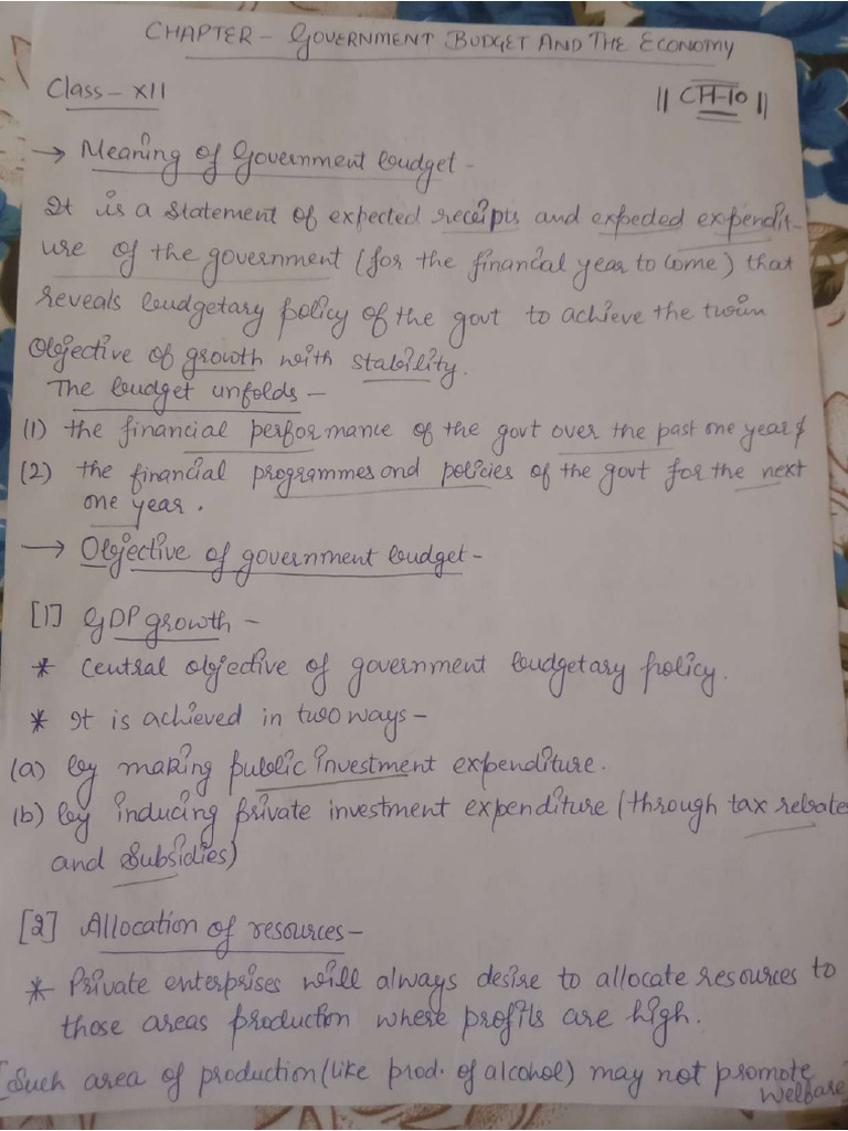 Government Budget Hand Written Notes PDF | PDF