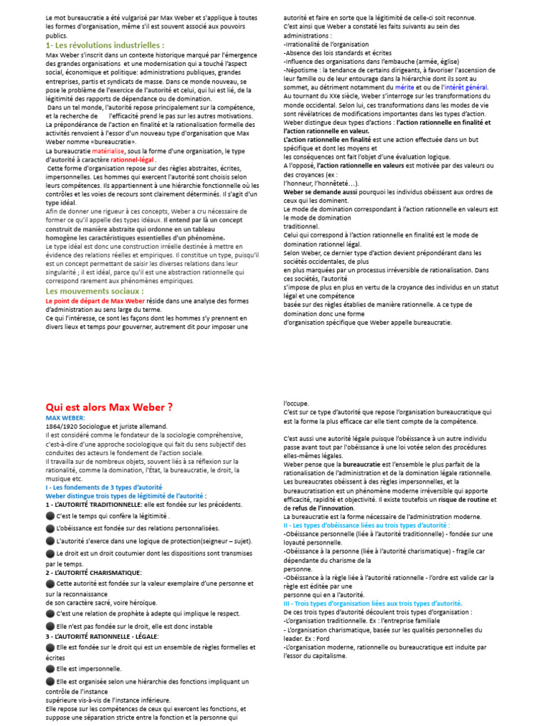 Max Weber et la bureaucratie moderne | PDF | Max Weber | Bureaucratie