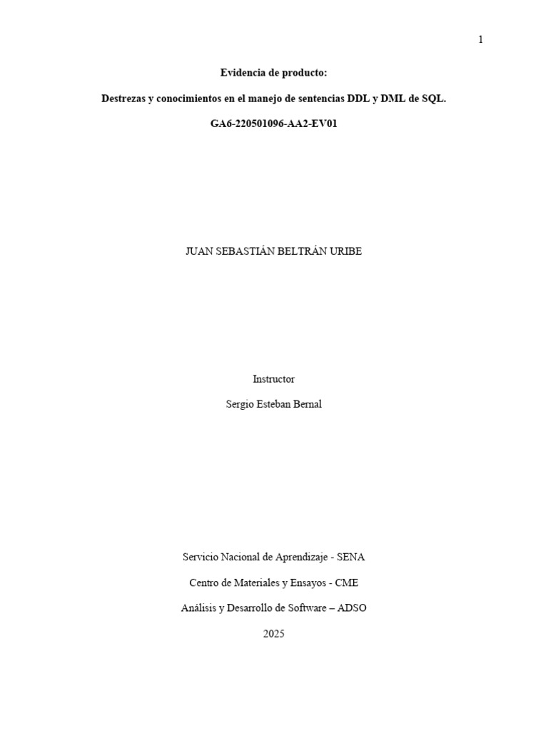 Dominio de DDL y DML en SQL | PDF | SQL | Bases de datos