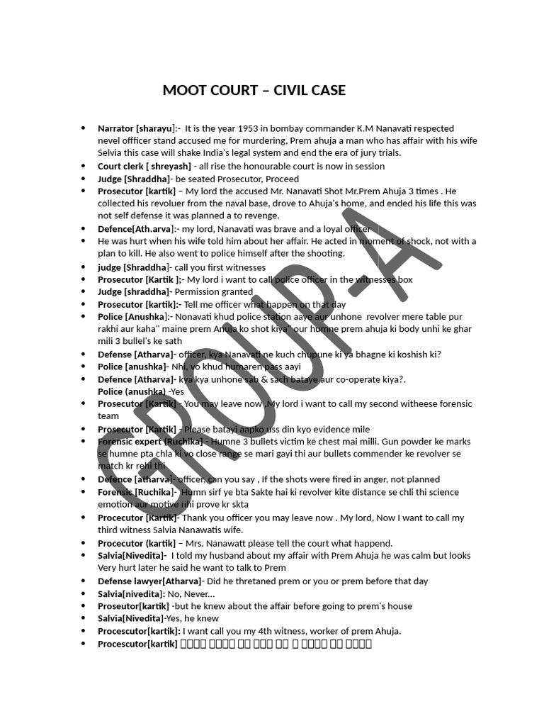 Moot Court Civil Case Group A .Docx1 | PDF | Justice | Crime & Violence