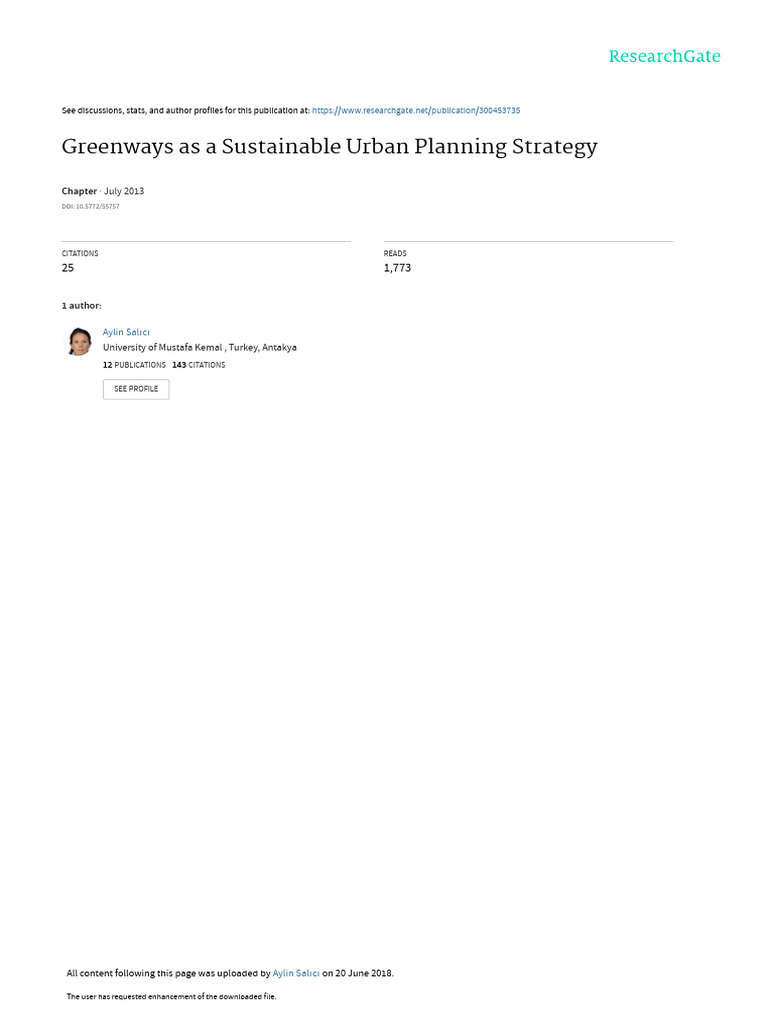 Greenways in Sustainable Urban Planning | PDF | Biodiversity | Parkway
