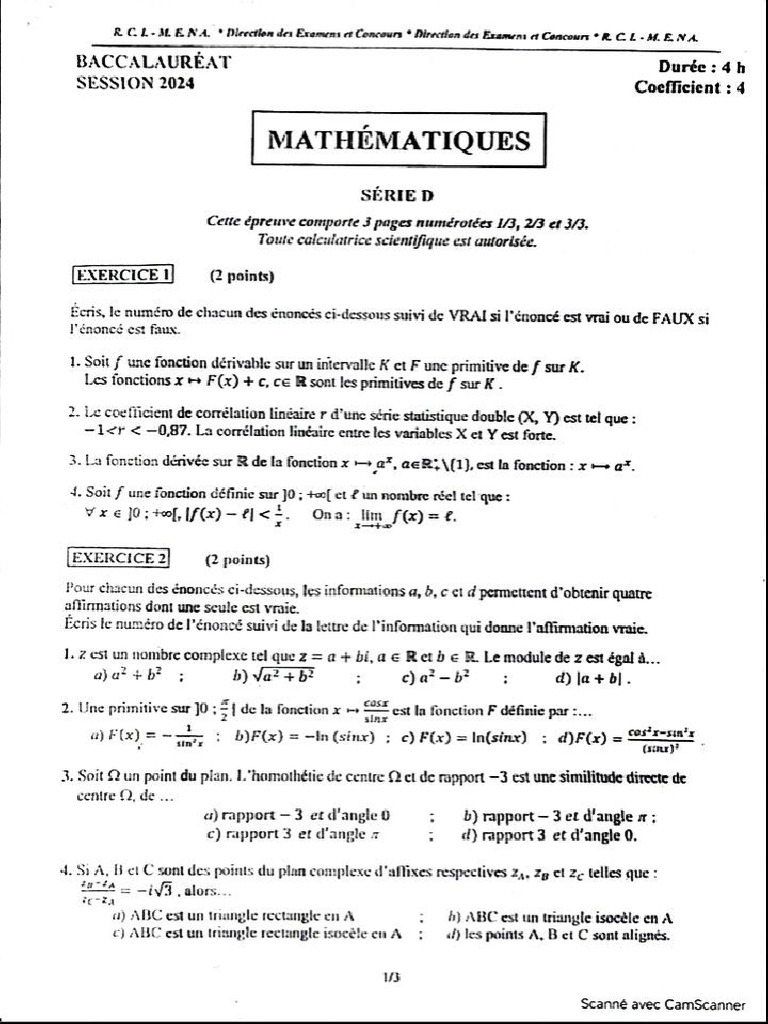 Bac 2024 Mathématiques | PDF