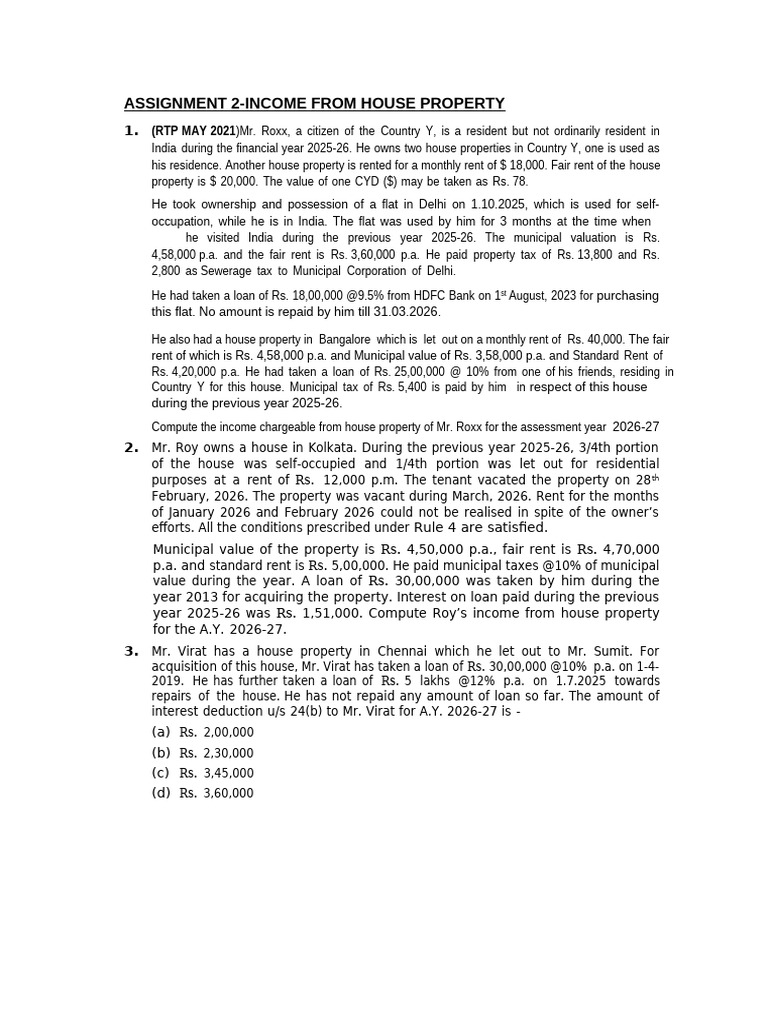 Income from House Property Assessment 2026-27 | PDF | Tax Deduction ...