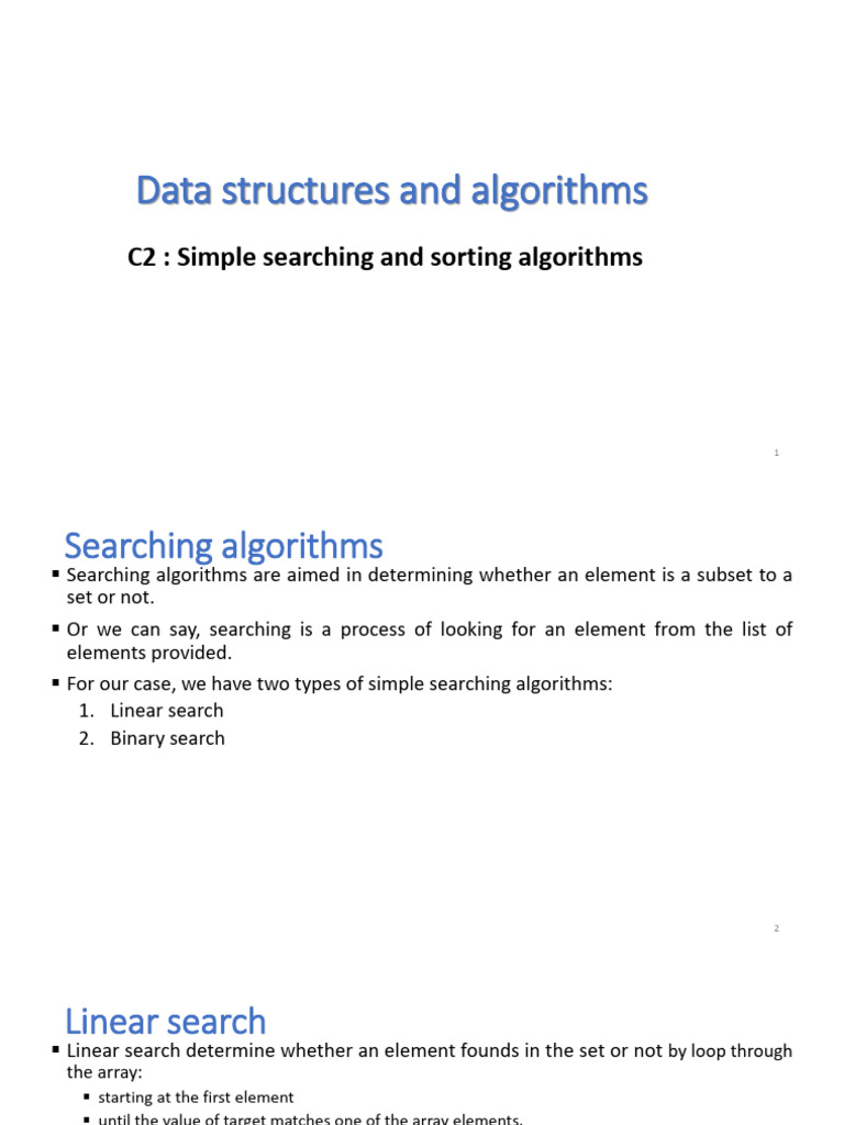 Searching and Sorting Algorithms Guide | PDF | Time Complexity ...