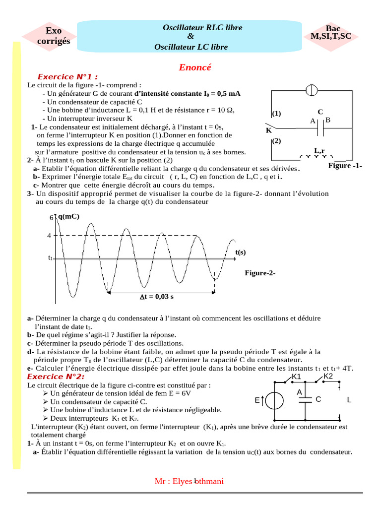 Analyse d'un circuit RLC et oscillations | PDF | Condensateur | Inducteur