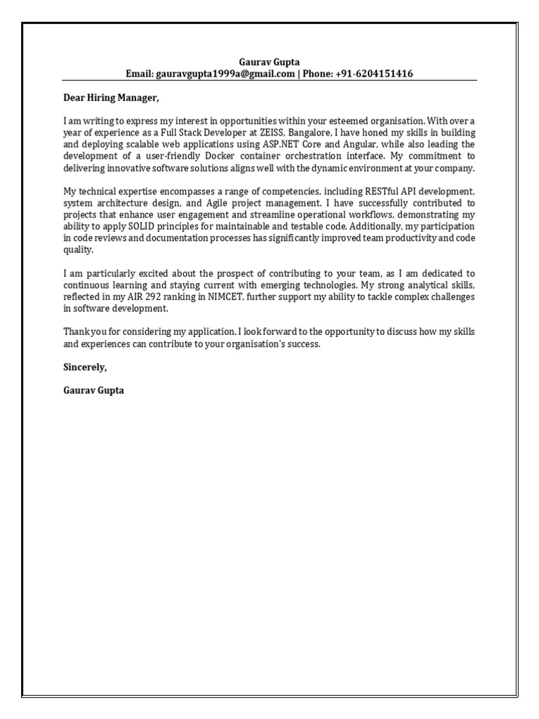 Cover Letter | PDF