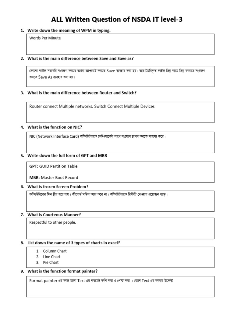 NSDA IT Level-3 Written Questions | PDF | Computer Science | Computer ...