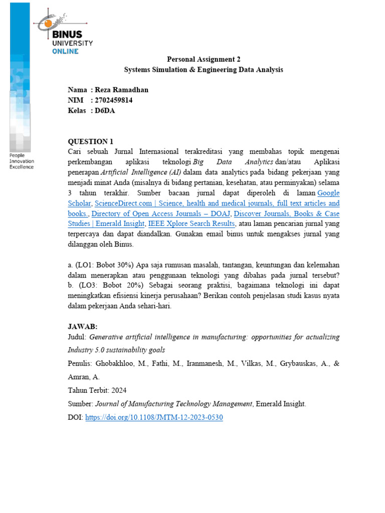 Big Data dan AI dalam Manufaktur 5.0 | PDF