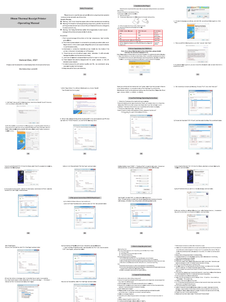 58MM Printer User Instruction Manual | PDF