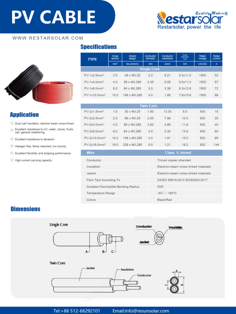 High-Performance PV Cable Specifications | PDF | Insulator (Electricity ...