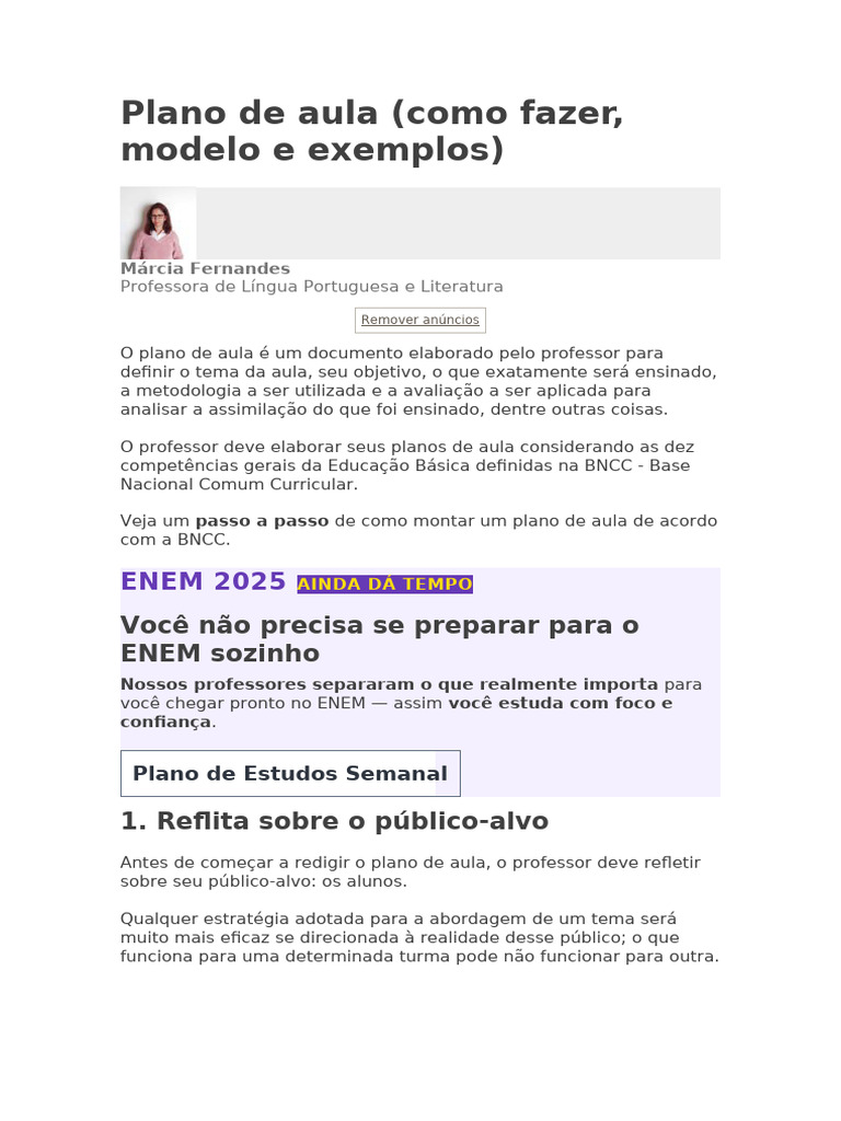 Como Elaborar um Plano de Aula Eficaz | PDF | Lição | Aprendizado