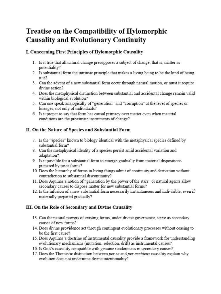 Hylomorphic Causality and Evolutionary Theory | PDF | Species | Causality
