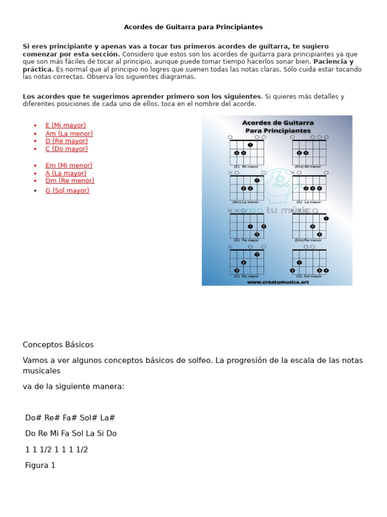 Acordes de Guitarra para Principiantes | PDF