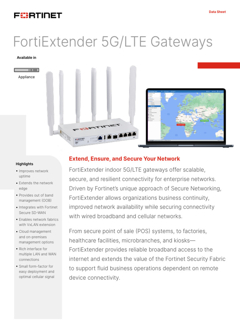 FortiExtender 5G/LTE Gateway Datasheet | PDF | Computer Network ...
