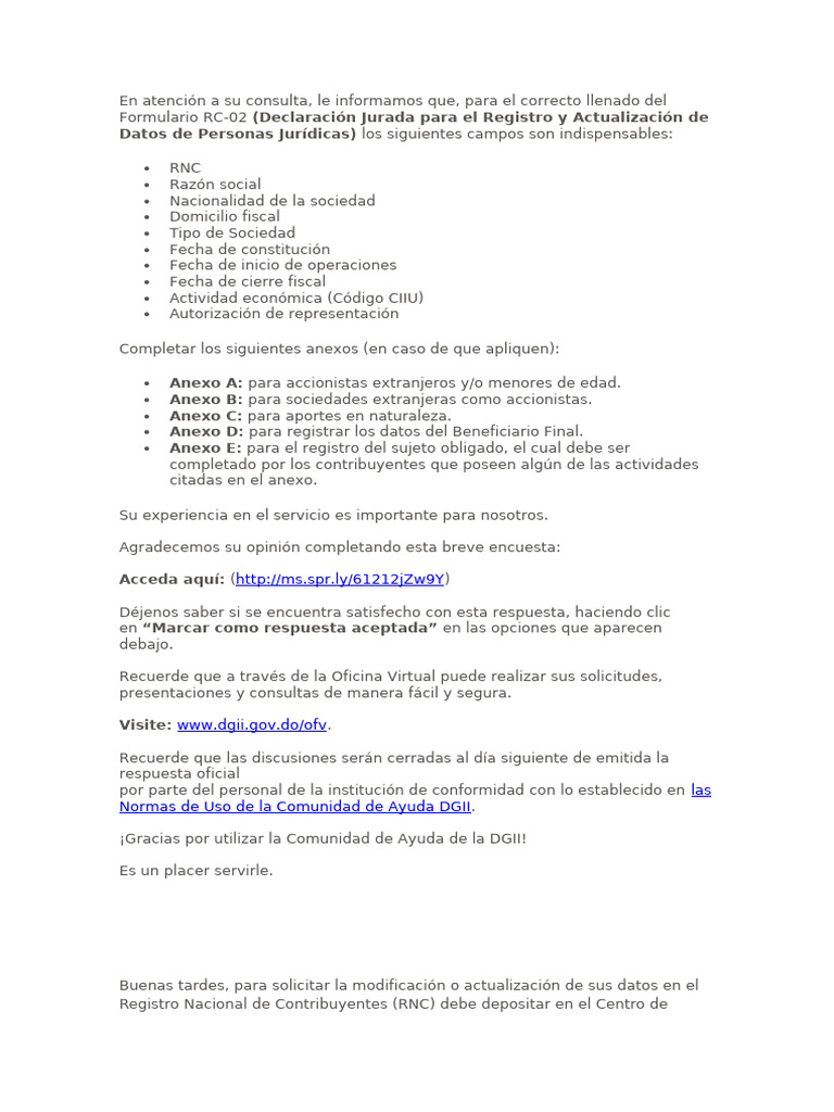 Requisitos para Formulario RC-02 y Modificaciones | PDF