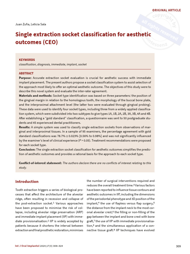 Socket Classification for Aesthetic Implants | PDF | Dental Implant ...