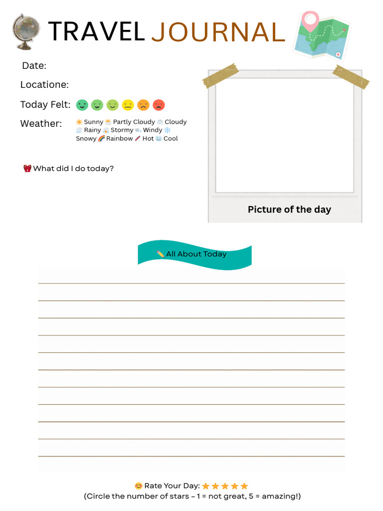Travel Journal Template for Daily Entries | PDF