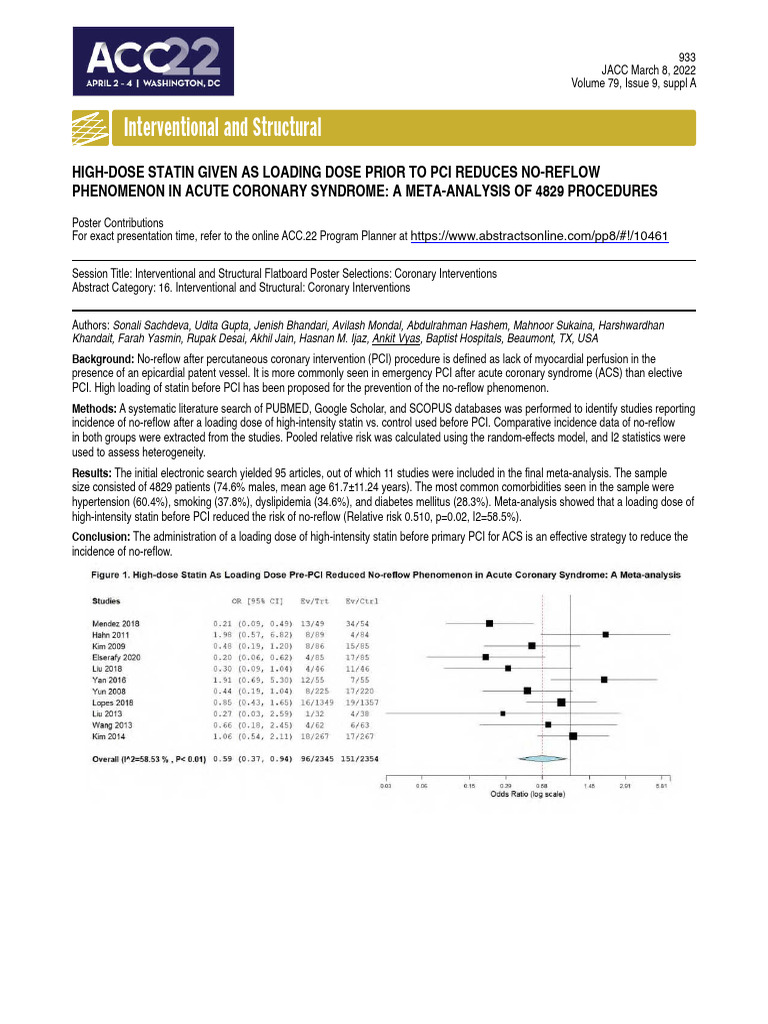 High-Dose Statin Reduces No-Reflow in PCI | PDF | Percutaneous Coronary ...