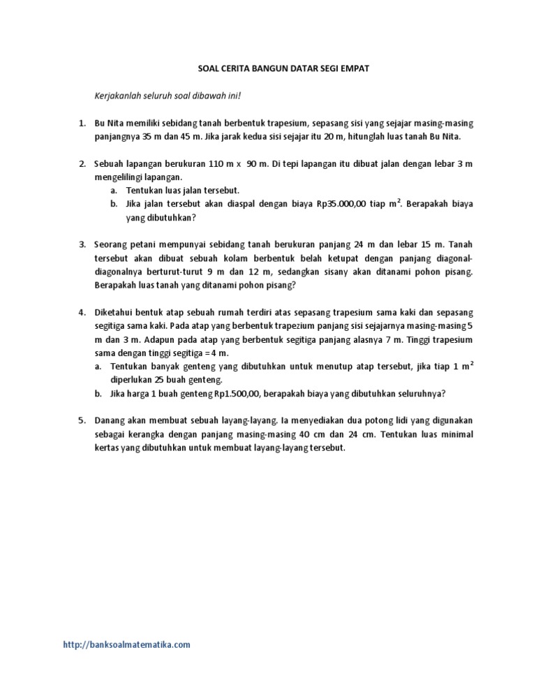 Soal Bangun Datar Smp Kelas 7