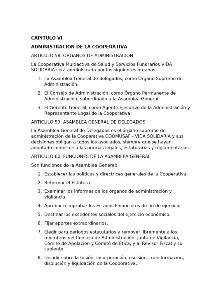 Estructura Administrativa de la Cooperativa | PDF | Cooperativa ...