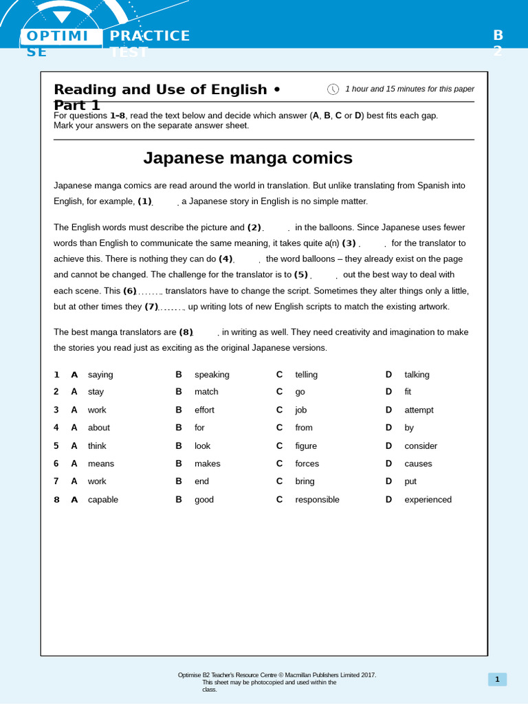Opt b2 Practice Test | PDF