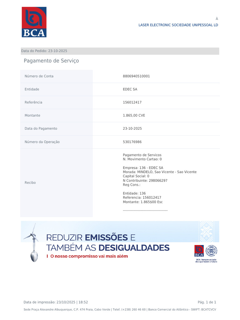 Recibo de Pagamento EDEC SA - 23/10/2025 | PDF