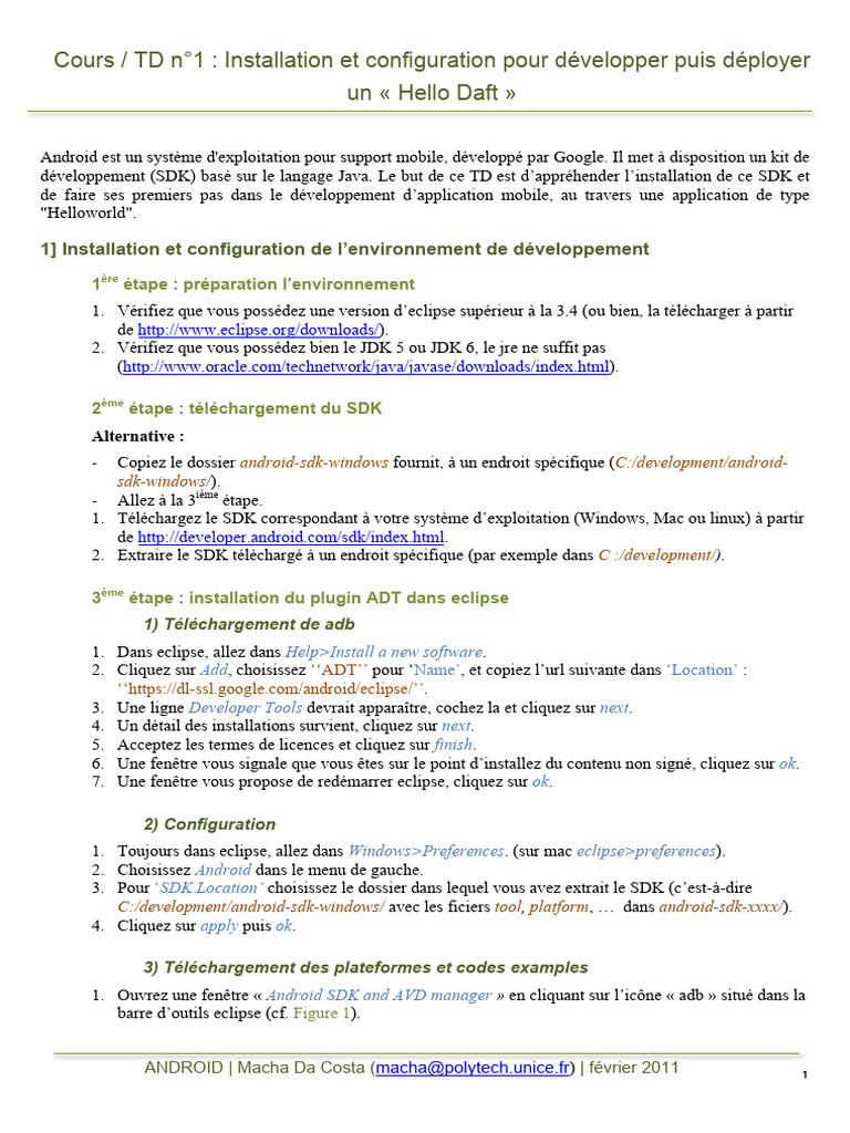 Installation et Développement Android SDK | PDF | Android (Système d ...