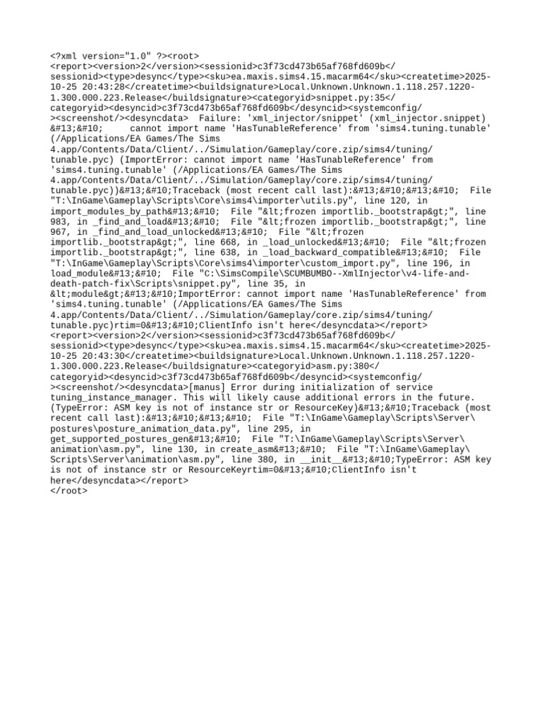 Sims 4 Initialization Errors Report | PDF | Computing