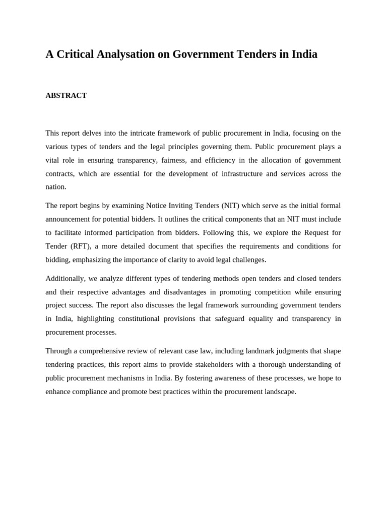 Government Tenders in India Explained | PDF | Corruption | Governance
