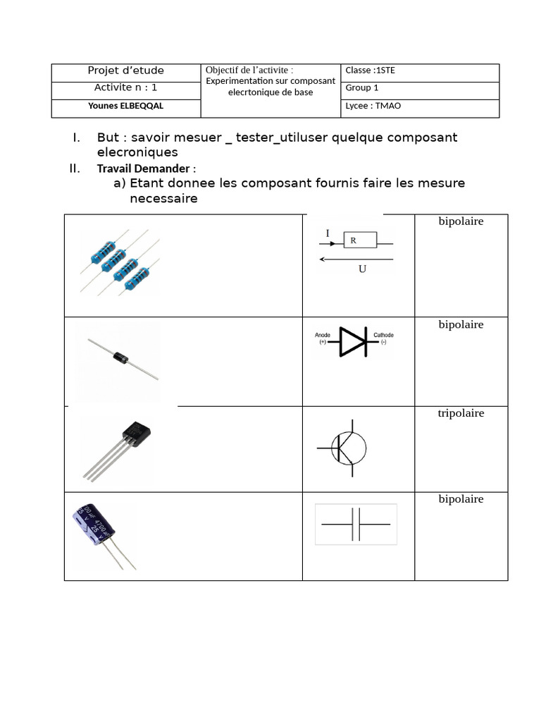 Expérimentation sur composants électroniques | PDF