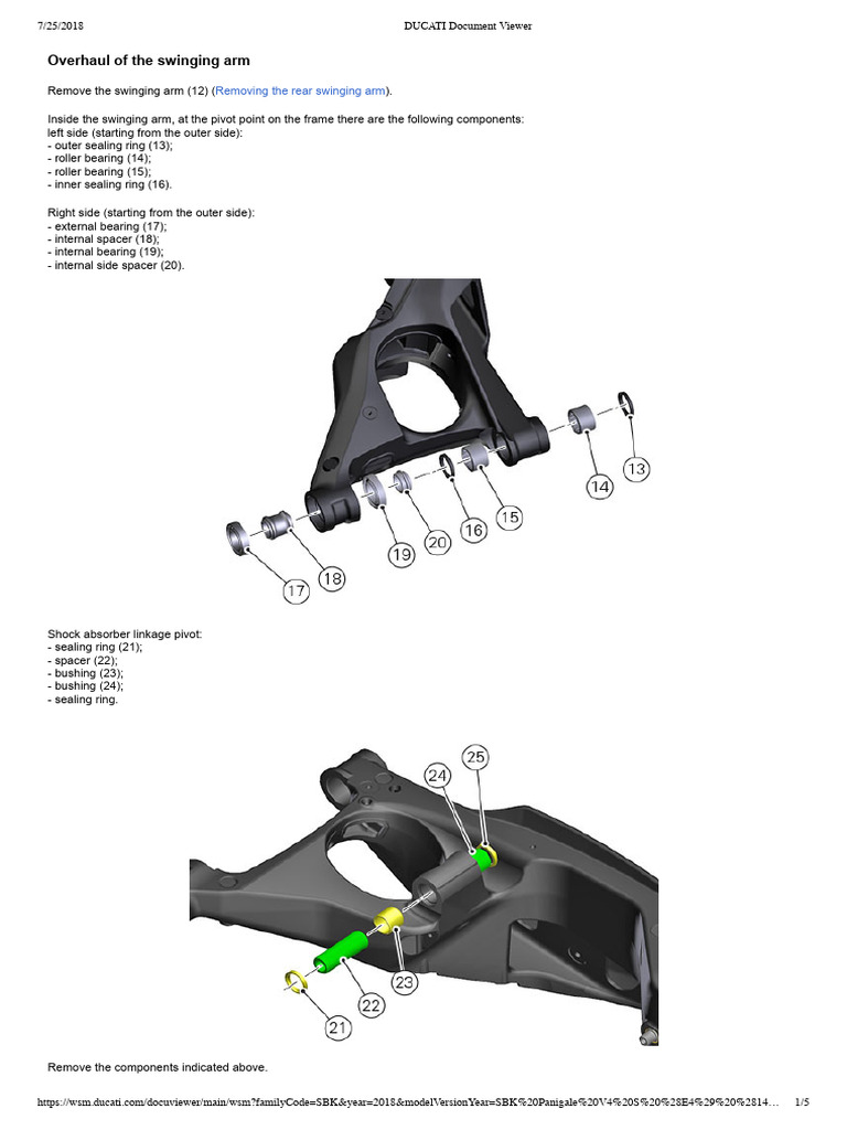 Ducati Panigale V4S Swingarm Overhaul Guide | PDF | Bearing (Mechanical ...