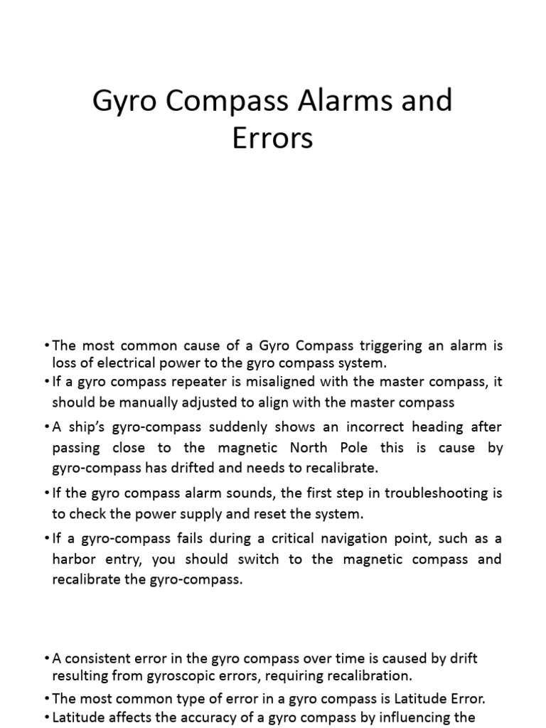 Gyro Compass Errors and Corrections | PDF | Compass | Gyroscope