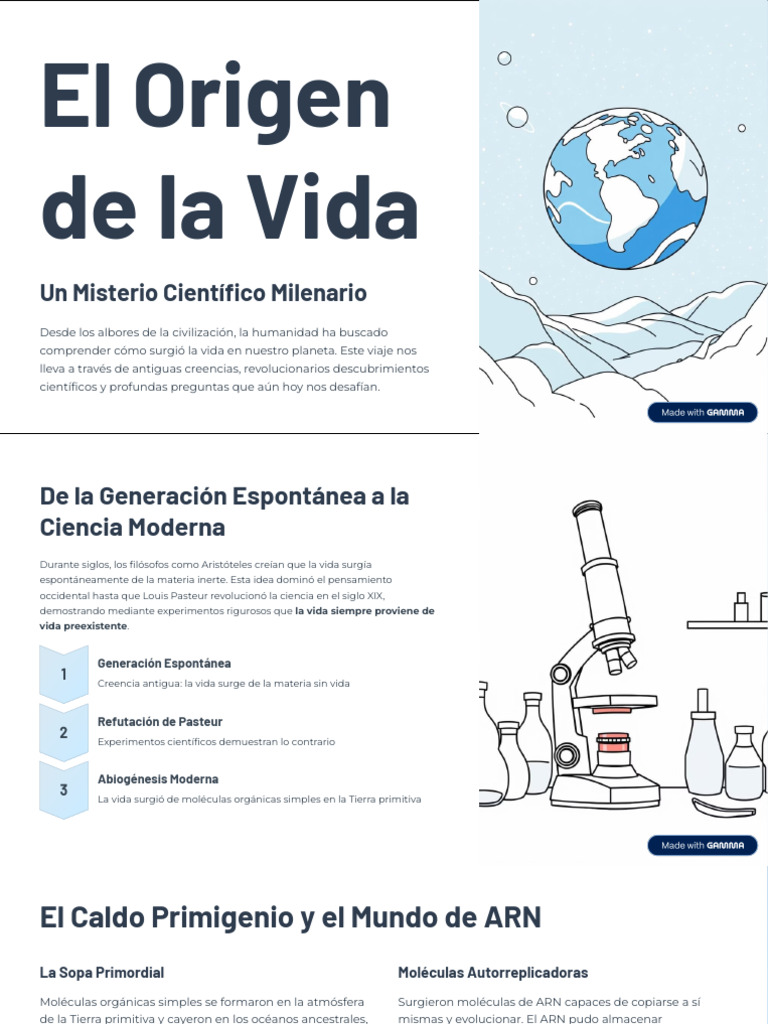 Origen de la Vida: Misterios y Teorías | PDF | Abiogénesis | Vida