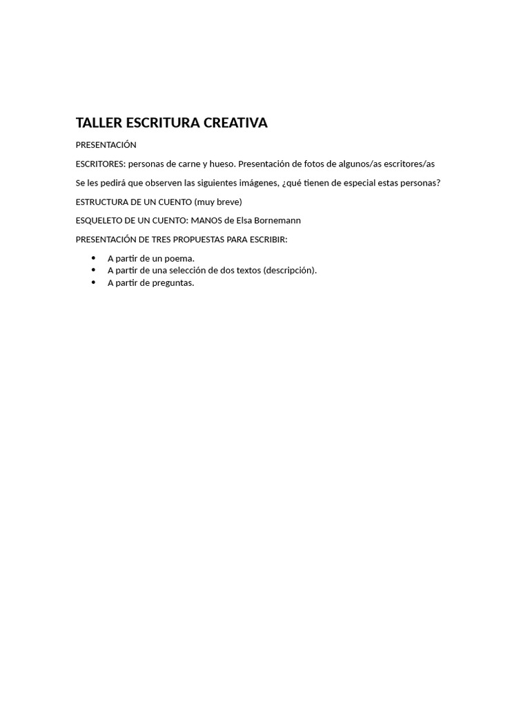 Taller Escritura Creativa | PDF