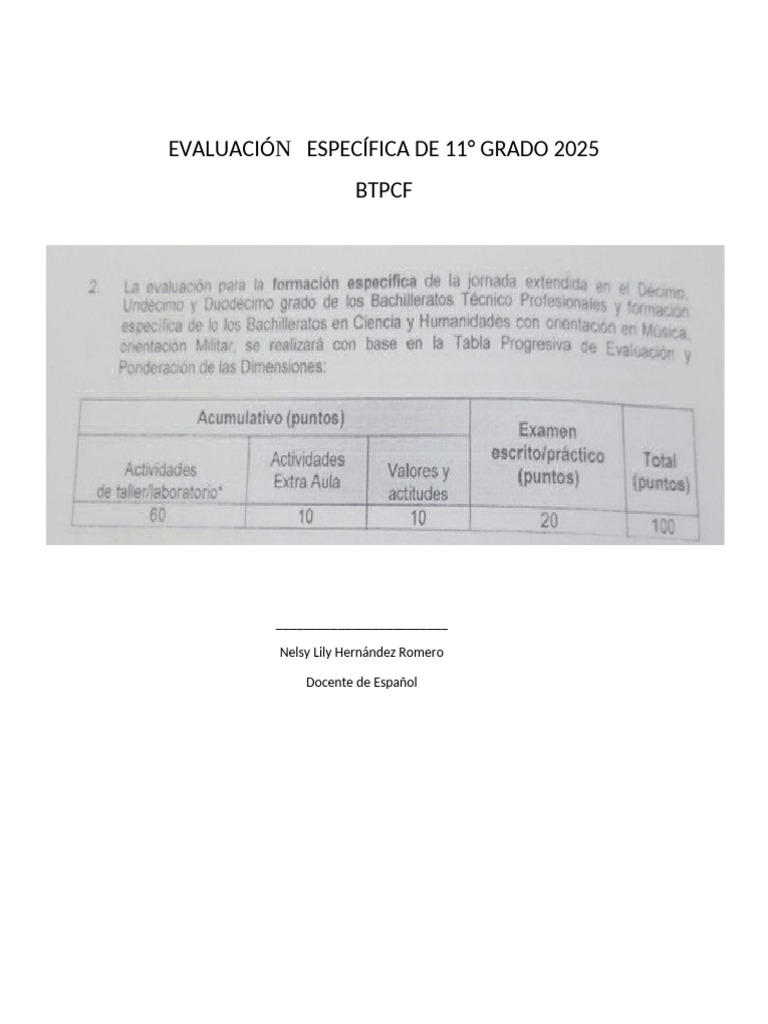 Evaluación Específica de 11 | PDF