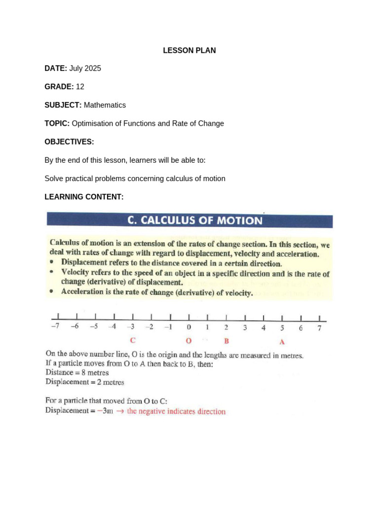 Grade 12 Math: Optimisation Lesson Plan | PDF