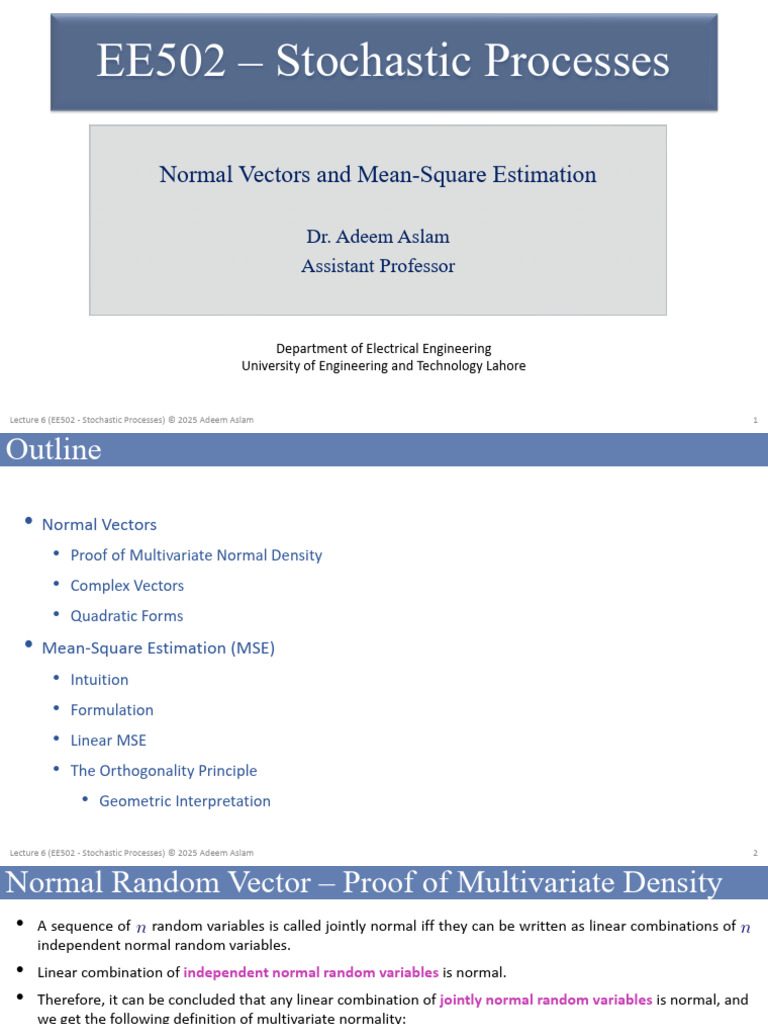 Mean-Square Estimation in Stochastic Processes | PDF | Vector Space ...