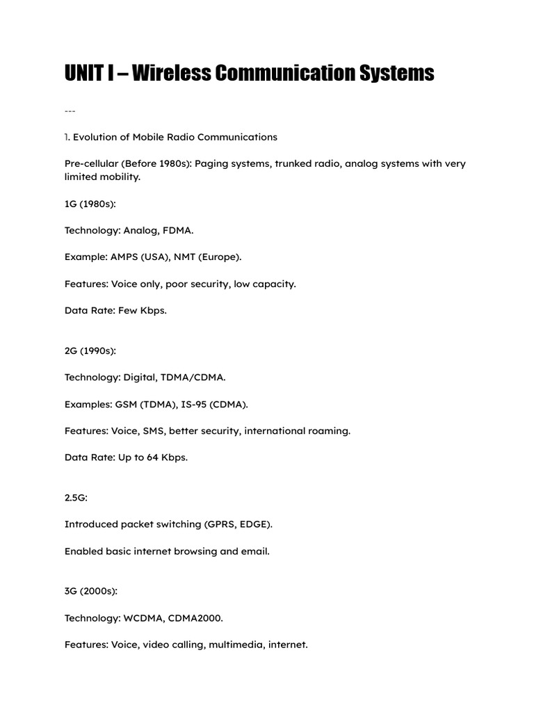 Evolution of Wireless Communication Systems | PDF | Cellular Network ...