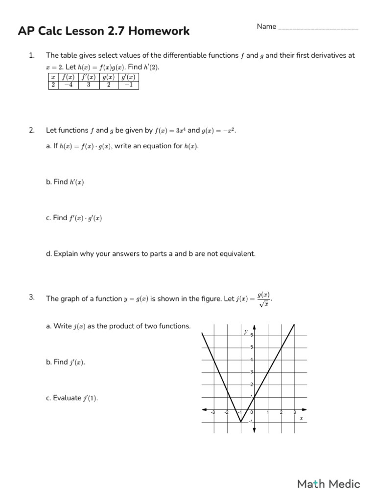 2.7+homework+ +calc | PDF | Derivative | Function (Mathematics)