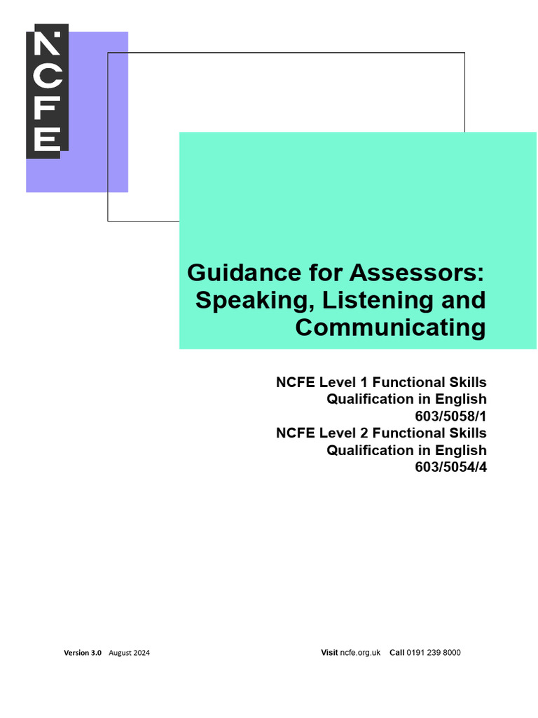 NCFE English Functional Skills Guidance | PDF | Learning | Closed ...