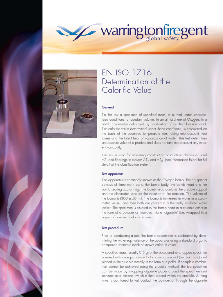 EN ISO 1716 Calorific Value Testing | PDF | Physical Sciences ...