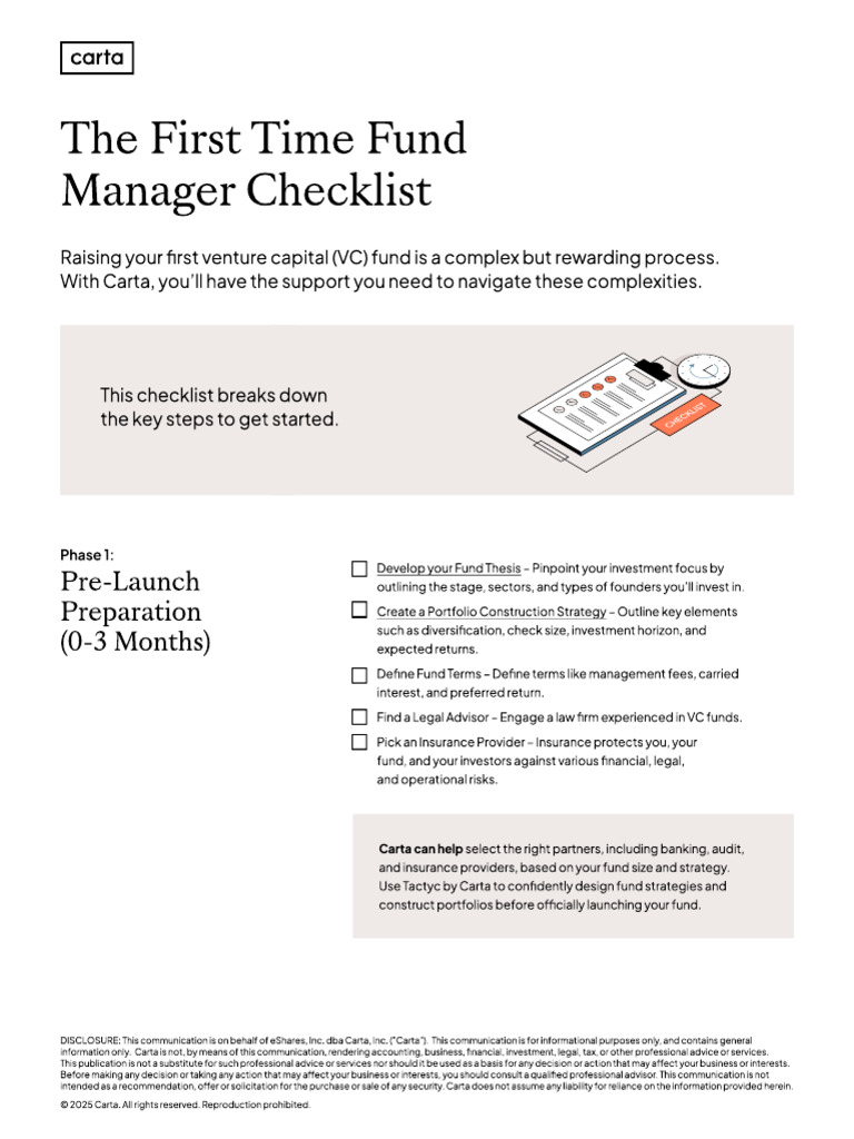 First Time Fund Manager Checklist | PDF
