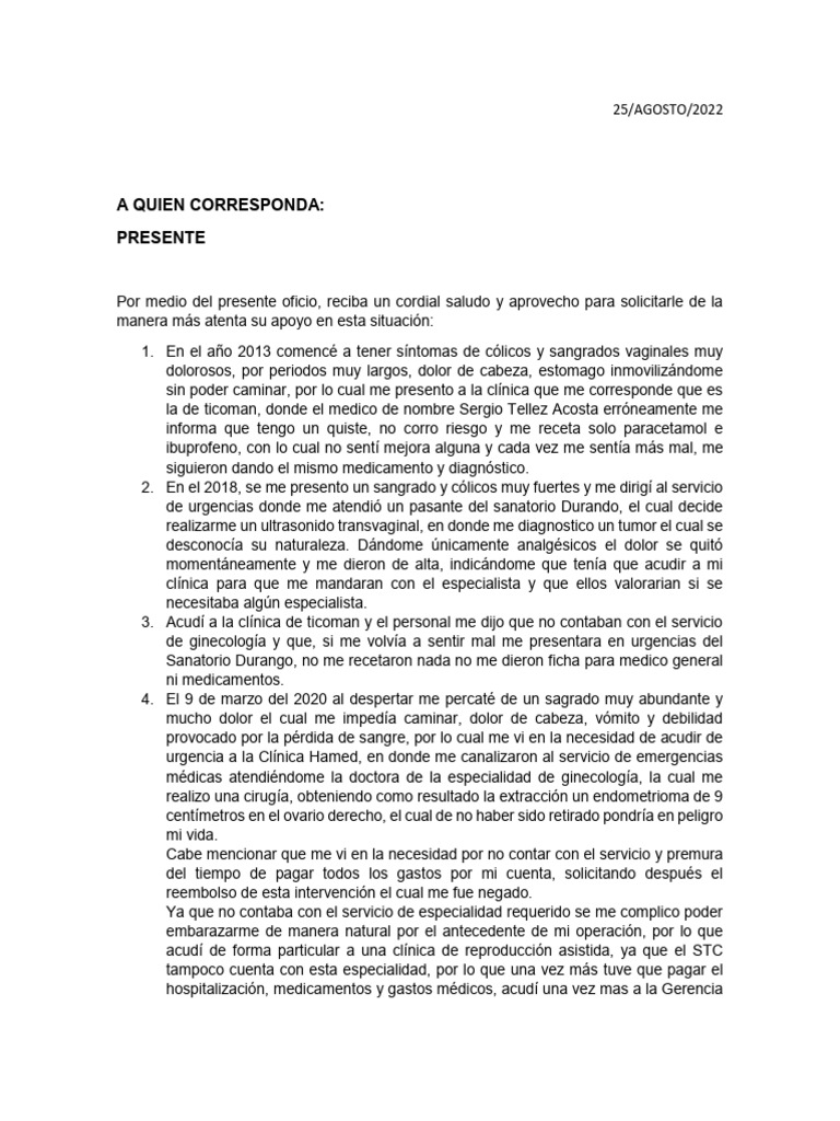 Solicitud de Apoyo Médico y Reembolso | PDF | Hospital | El embarazo