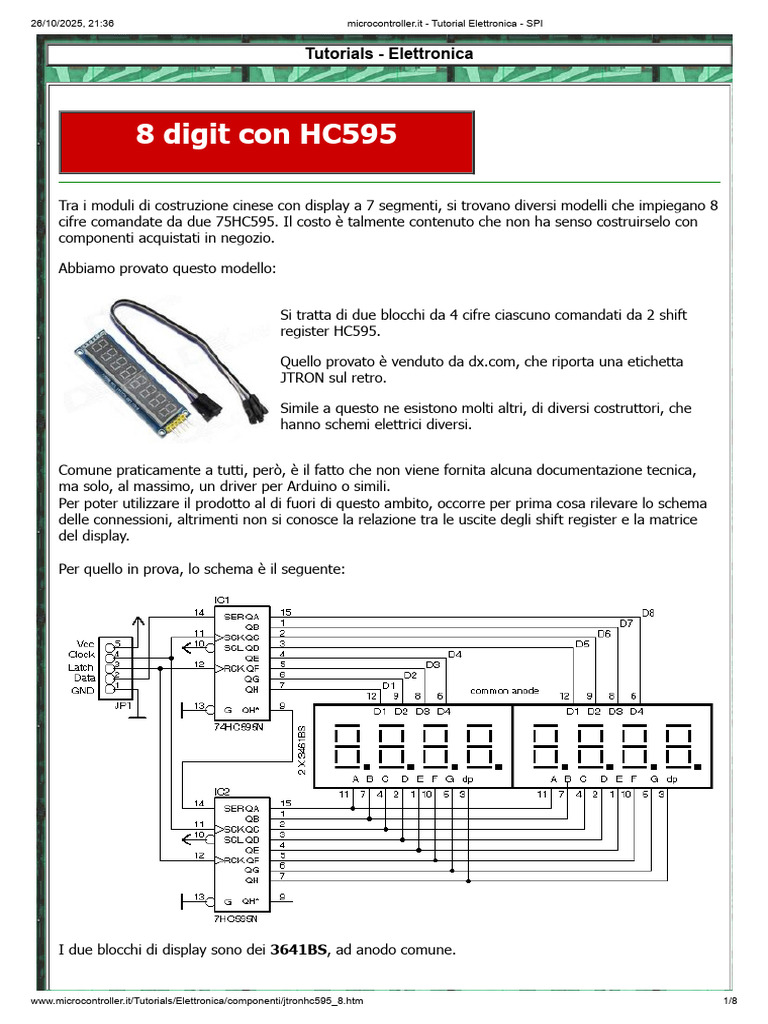 Microcontroller - It - Tutorial Elettronica - SPI | PDF