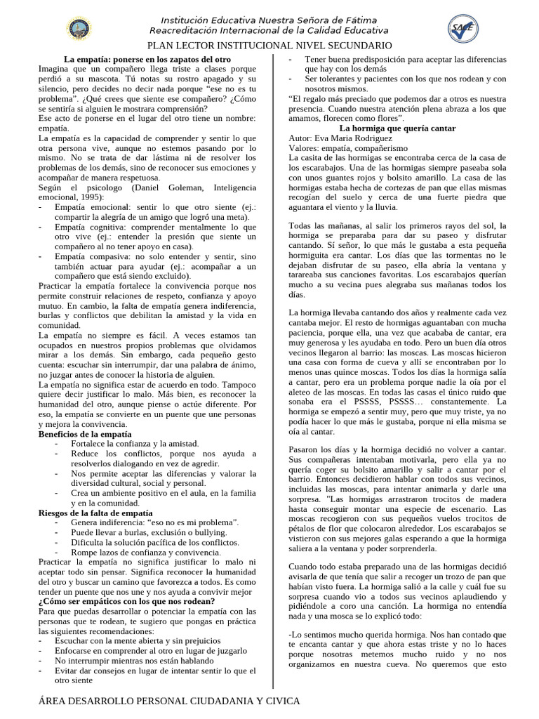 Fomentando la Empatía en Secundaria | PDF | Empatía | Las emociones