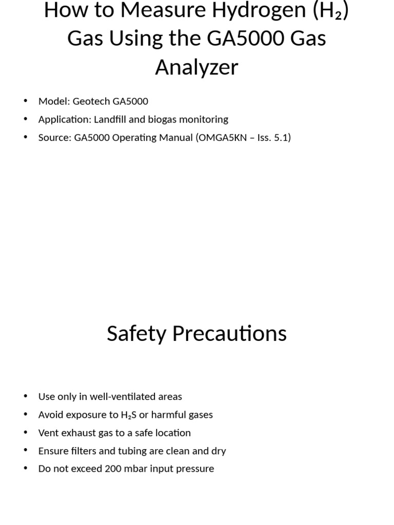 Hydrogen Measurement with GA5000 Guide | PDF