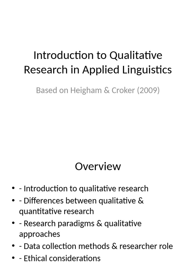 Qualitative Research in Applied Linguistics | PDF | Qualitative ...